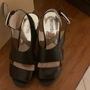 Michael Kors black leather platform sandals